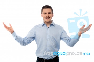 Happy Young Man With Arms Wide Stock Photo