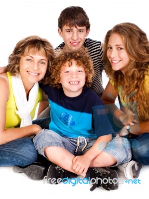 Happy Young Smiling Family With Two Boys Stock Photo