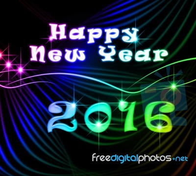 Happynew Year Blue With Yellow Stock Image