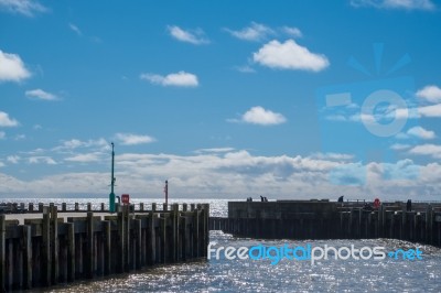 Harbour Walls In Lyme Regis Stock Photo