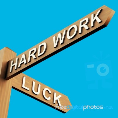 Hard Work Or Luck Directions Stock Image