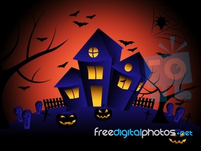 Haunted House Indicates Trick Or Treat And Autumn Stock Image