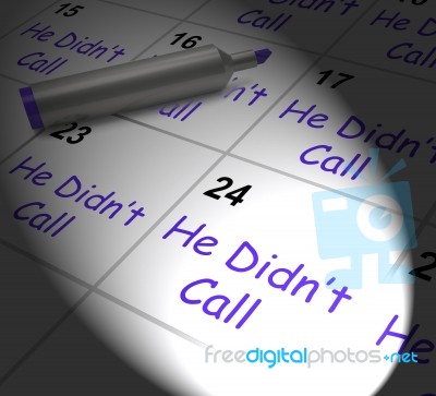 He Didnt Call Calendar Displays Disappointment From Love Interes… Stock Image