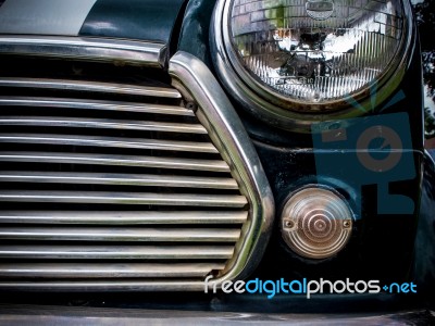 Head Light Of Vintage Car Stock Photo