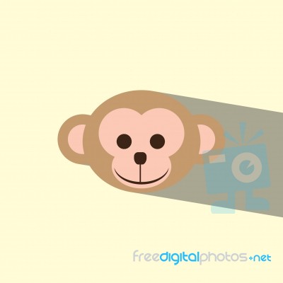 Head Monkey Flat Icon   Illustration Stock Image