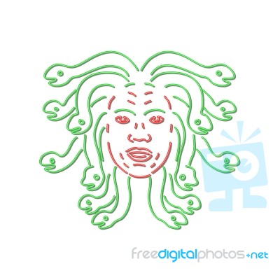 Head Of Medusa Neon Sign Stock Image