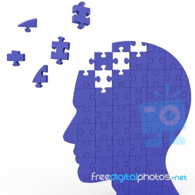 Head Puzzle Shows Slipping Ideas Stock Image