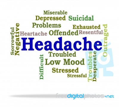 Headache Word Means Wordcloud Migraines And Cephalalgia Stock Image