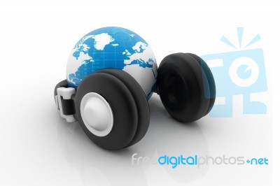 Headphone And Globe Stock Image
