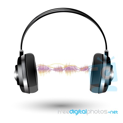 Headphone With Waves Stock Image