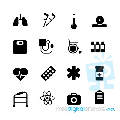 Health Care Icon Set On White Background Stock Image