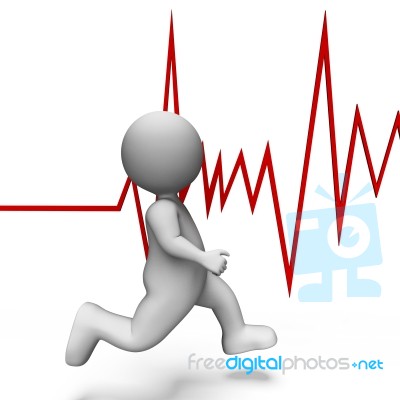Health Heartbeat Shows Beating Well And Jog 3d Rendering Stock Image