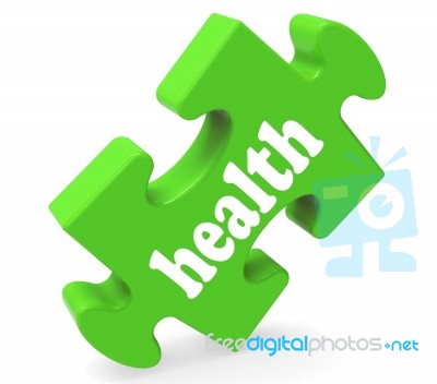 Health Puzzle Shows Healthy Medical And Wellbeing Stock Image
