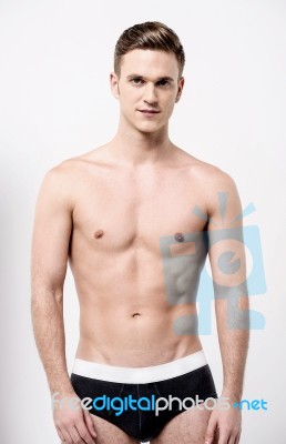 Healthy Fit Young Man In Underwear Stock Photo