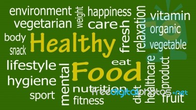 Healthy Food Word Cloud, Health Concept Stock Image