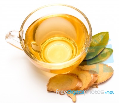 Healthy Ginger Tea Indicates Teacup Fresh And Herbal Stock Photo