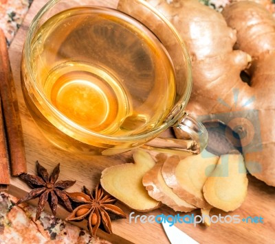 Healthy Ginger Tea Represents Beverages Spices And Refreshment Stock Photo