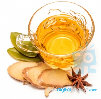 Healthy Ginger Tea Represents Cup Spices And Refreshing Stock Photo