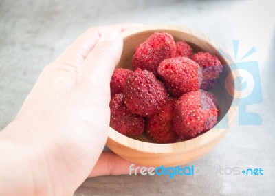 Healthy Strawberry Crispy On Clean Background Stock Photo