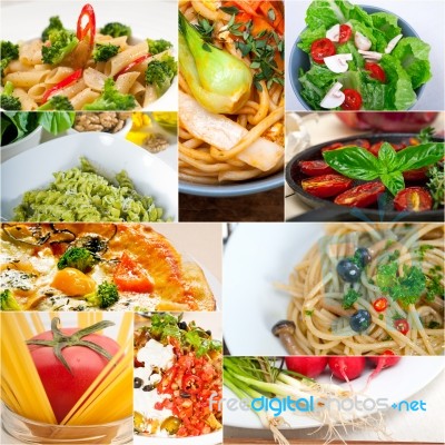 Healthy Vegetarian Vegan Food Collage Stock Photo