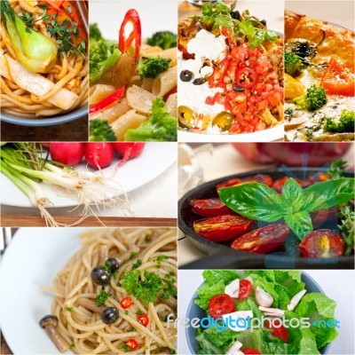 Healthy Vegetarian Vegan Food Collage Stock Photo