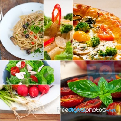 Healthy Vegetarian Vegan Food Collage Stock Photo