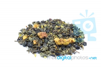 Heap Of Biological Loose Road Trip Mix Tea On White Stock Photo