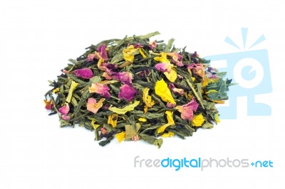 Heap Of Loose Emperor's 7 Treasures Tea On White Stock Photo