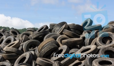 Heap of Old Tires Stock Photo