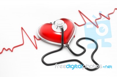 Heart And Stethoscope Stock Image