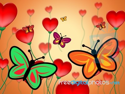 Heart Butterflies Represents Valentine Day And Butterfly Stock Image