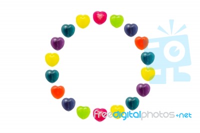 Heart Candy Set In Circle Shape For Valentine Stock Photo