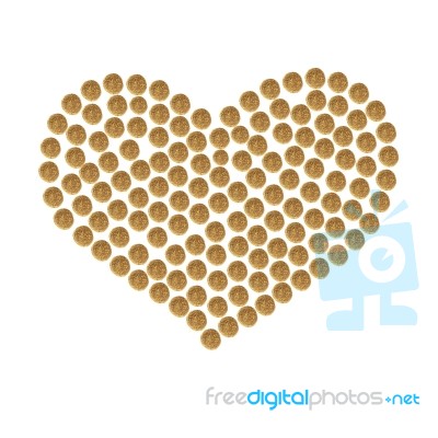 Heart Collected From Granules Of Brown Dry Pet (cat Or Dog)food Stock Photo