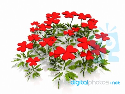 Heart Flowers On A White Background Stock Image