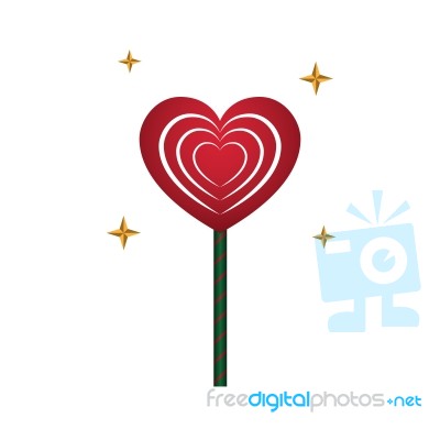 Heart Love Lollipop Sweet Food Flat Design Icon  Illustrat Stock Image
