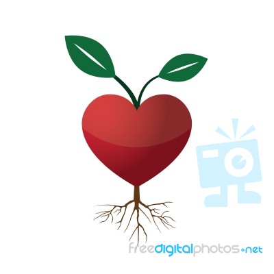 Heart Love Young Plant Flat Icon  Illustration Stock Image