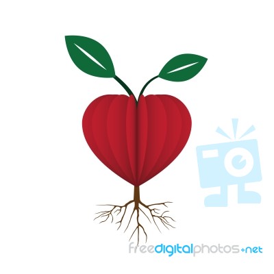 Heart Love Young Plant Flat Icon  Illustration Stock Image
