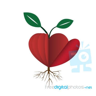 Heart Love Young Plant Flat Icon  Illustration Stock Image