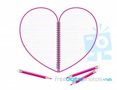 Heart Note Paper With Pencil Stock Image