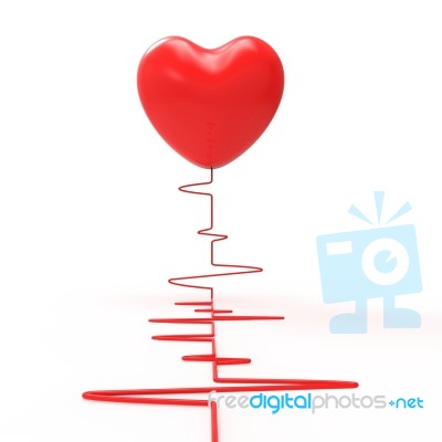 Heart On Electro Shows Passionate Love And Loving Heartbeats Stock Image