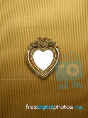 Heart Picture Frame On Gold Stock Photo