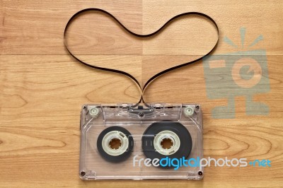 Heart Shape Cassette Tape Stock Photo