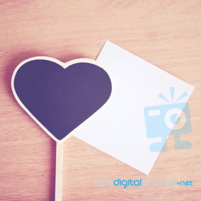 Heart Shaped Blackboard And Note Paper Stock Photo