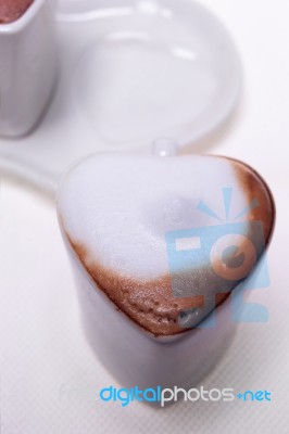 Heart Shaped Espresso Coffee Cappuccino Cups Stock Photo
