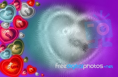 Heart-shaped Set Different Color On Abstract Background Stock Photo