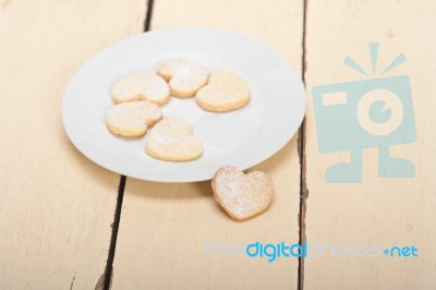 Heart Shaped Shortbread Valentine Cookies Stock Photo