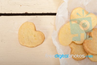 Heart Shaped Shortbread Valentine Cookies Stock Photo