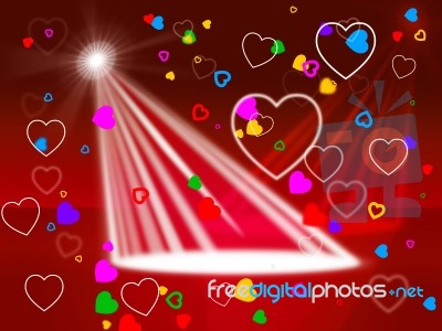 Heart Spotlight Shows Valentines Day And Affection Stock Image