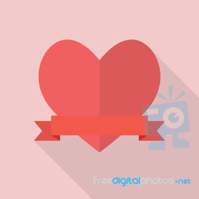 Heart With Blank Banner Stock Image