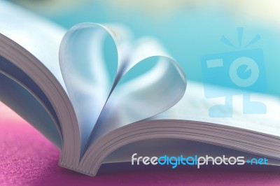 Heart With Book Pages.soft Focus, Vintage Tone Stock Photo
